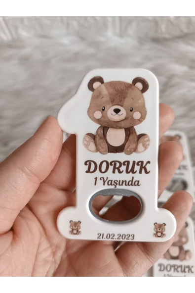Doğrukan Hediyelik Ayıcıklı 1 rakam açacak yenidoğan doğum günü magnet hediyelikleri 10 adet ürün görseli 1