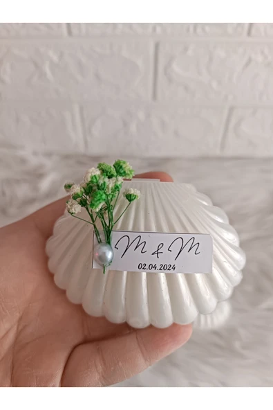 Doğrukan Hediyelik 10 adet istiridye kutu içerisinde mum söz nişan nikah doğum günü kına ürün görseli 1