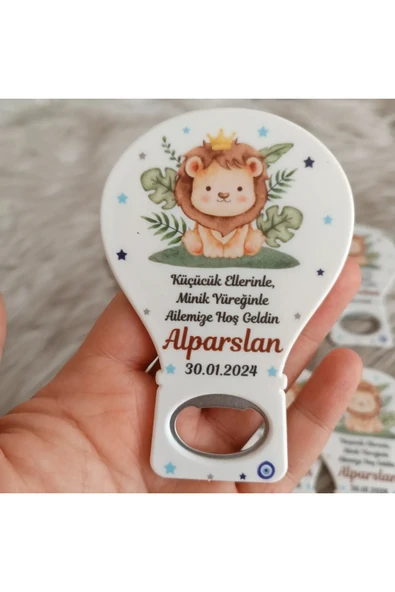 Doğrukan Hediyelik 25 adet aslan figürlü balon açacak yenidoğan doğum günü magnet hediyelik ürün görseli 1