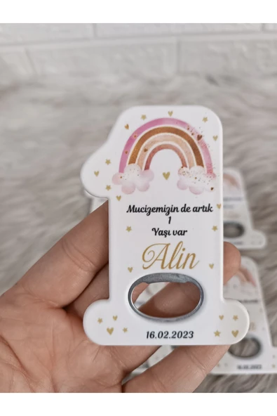 Doğrukan Hediyelik 25 Adet 1 Rakamlı Gökkuşaklı Açacak Bebek Doğum Günü Hediyelik Magmet ürün görseli 1