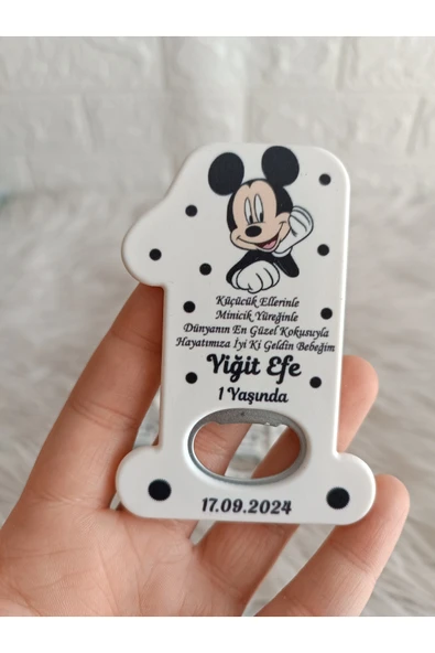 Doğrukan Hediyelik 25 adet Mickey mouse konsept 1 rakam açacak yenidoğan doğum günü mevlüt magnet hediyelik ürün görseli 1