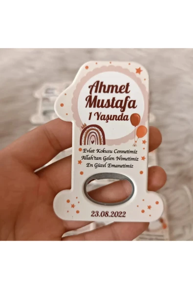 Doğrukan Hediyelik 25 Adet Gökkuşağı Konsept 1 yaş Doğum Günü Yenidoğan Magnet Hediyelik ürün görseli 1