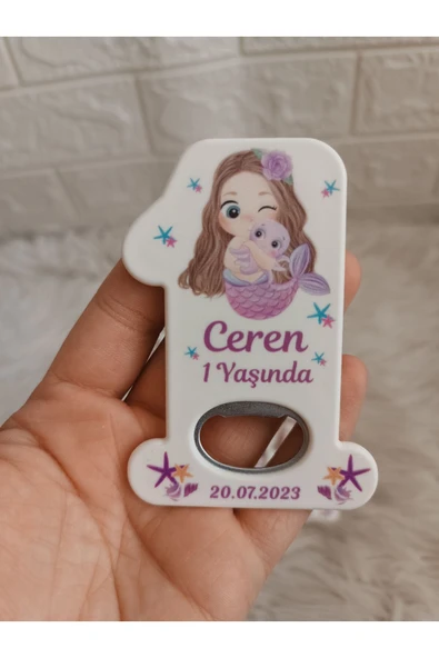 Doğrukan Hediyelik Deniz kızı konsept 1 açacak doğum günü hediyelik magnet yenidoğan (10 adet) ürün görseli 1