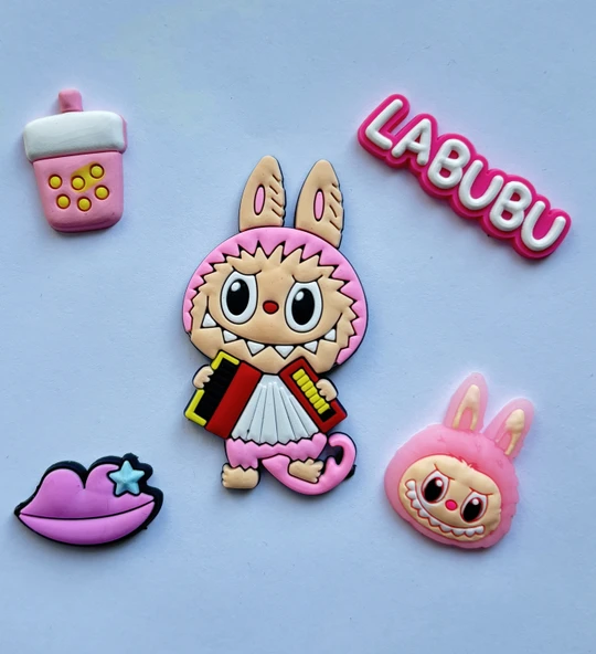 Labubu Sticker 3 Boyutlu Özel Üretim (5'li Set) - (Pembe Set) ürün görseli 1