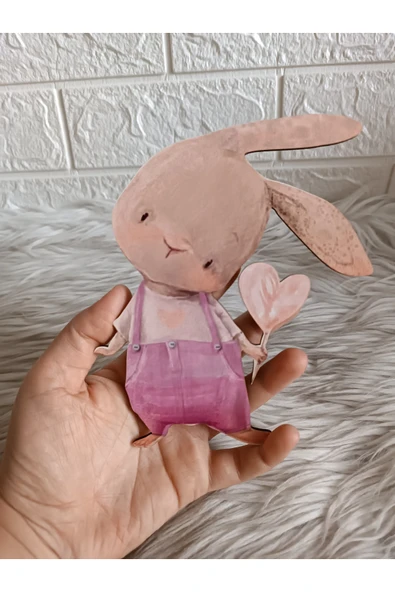 Doğrukan Hediyelik 15 cm Uv Baskılı Figür Tulumlu Tavşan Bebek Odası Çikolatası Süslemesinde Kullanıma Uygun ürün görseli 1