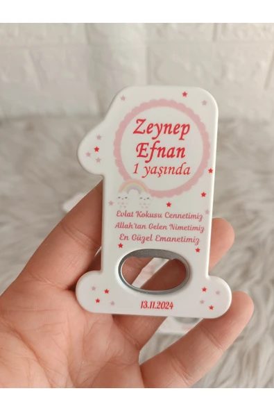 Doğrukan Hediyelik 50 adet pembe gökkuşaklı konsept 1 rakam açacak yenidoğan doğum günü mevlüt hediyelikleri ürün görseli 1