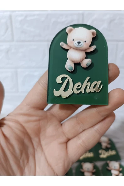 Doğrukan Hediyelik Ayıcıklı Pencere Pleksi Yenidoğan Doğum Günü Hediyelik Buzdolabı Süsü Magnet(10 adet) ürün görseli 1