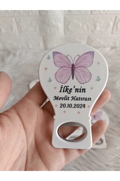 Doğrukan Hediyelik 50 adet kelebekli balon açacak magnet yenidoğan doğum günü mevlüt hediyelikleri ürün görseli 1