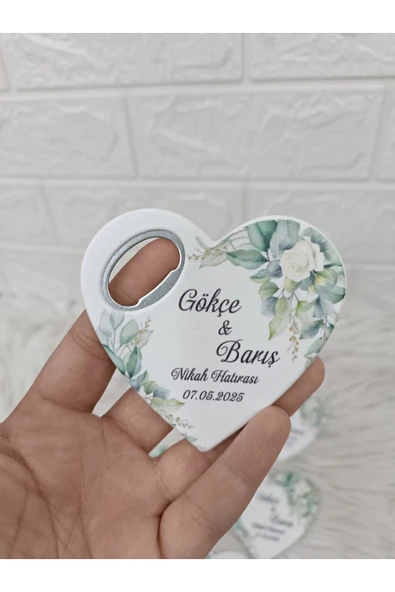Doğrukan Hediyelik 20 adet kalp açacak yeşillikli magnet nikah, nişan, söz magnet hediyelik ürün görseli 1