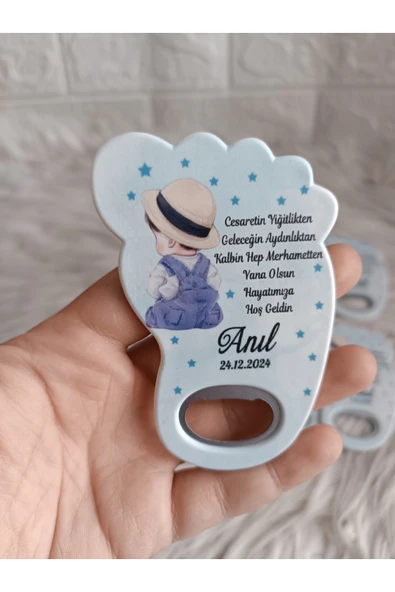 Doğrukan Hediyelik 25 adet arkası dönük oturan bebekli ayak açacak magnet yenidoğan doğum günü mevlüt hediyelikleri ürün görseli 1