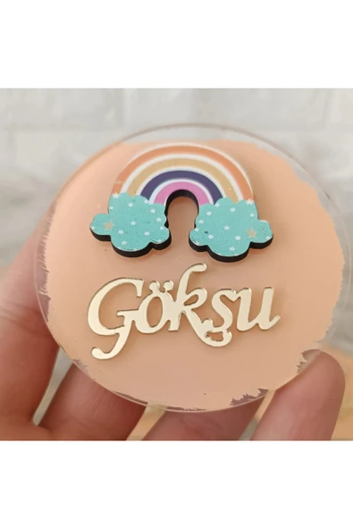Doğrukan Hediyelik Gökkuşağı Figürlü Yenidoğan Doğum Günü Pleksi Magnet Hediyelik (10 ADET) ürün görseli 1