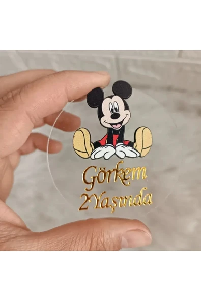 Doğrukan Hediyelik Mickey Mouse konsept şeffaf pleksi yenidoğan doğum günü mevlüt hediyelik(10 adet) ürün görseli 1