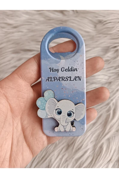 Doğrukan Hediyelik 10 adet mavi balonlu filli uzun açacak magnet yenidoğan doğum günü hediyelikleri ürün görseli 1