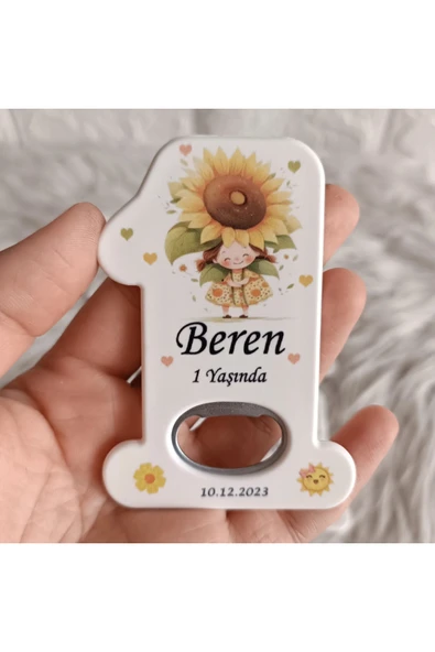 Doğrukan Hediyelik 25 adet ayçiçekli kız 1 rakam açacak magnet yenidoğan doğum günü mevlüt hediyelikleri ürün görseli 1