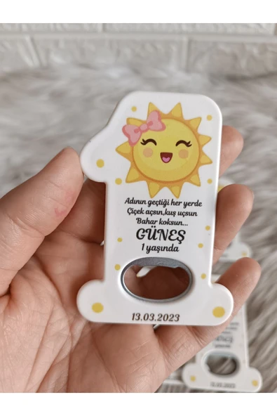 Doğrukan Hediyelik Güneş konsept 1 rakamlı yenidoğan doğum günü açacak magnet hediyelik 10 adet ürün görseli 1