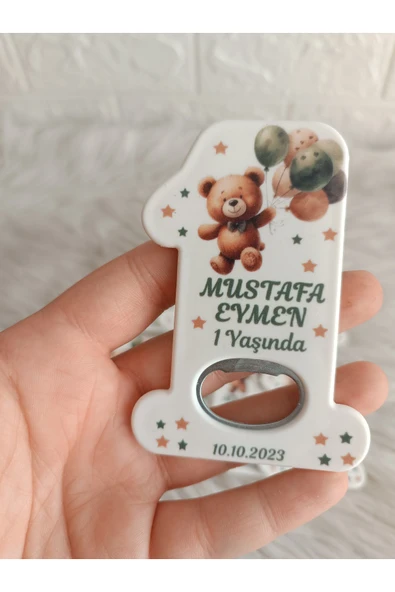Doğrukan Hediyelik 25 adet yeşil balon tutan ayıcık figürlü 1 açacak magnet doğum günü hediyelikleri ürün görseli 1