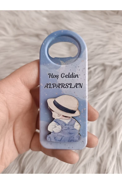 Doğrukan Hediyelik 10 adet arkası dönük oturan bebekli kabartmalı uzun açacak magnet doğum günü hediyelikleri ürün görseli 1