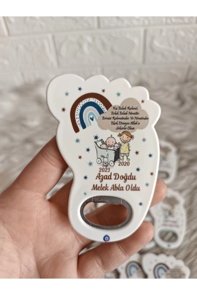 Doğrukan Hediyelik 25 Adet Abla Erkek Kardeş Ayak Şeklinde Açacak Magnet Hediyelik ürün görseli 1