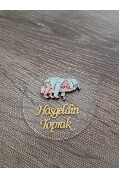 Doğrukan Hediyelik Uyuyan bebek figürlü şeffaf pleksi yenidoğan doğum günü magnet hediyelik (10 adet) ürün görseli 1