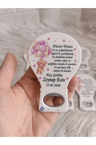 Doğrukan Hediyelik 50 adet pembe balonlu ayıcıklı balon açacak magnet yenidoğan doğum günü mevlüt hediyelikleri ürün görseli 1