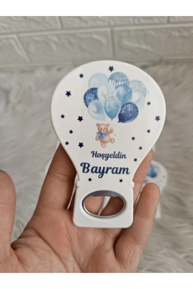 Doğrukan Hediyelik 25 adet lacivert balon tutan ayıcıklı yenidoğan doğum günü mevlüt balon açacak magnet ürün görseli 1