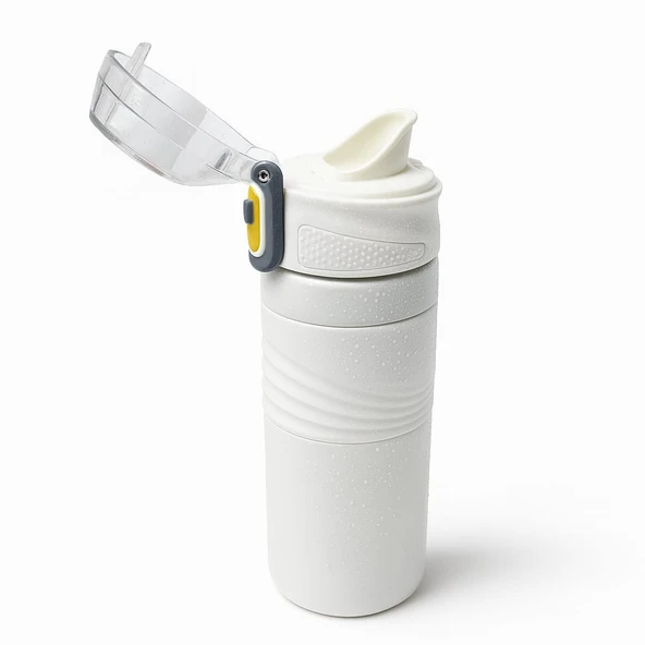 Dekorasyaa Paslanmaz Çelik Sızdırmaz Termos - Beyaz - 550 ml - Kilitli ürün görseli 1