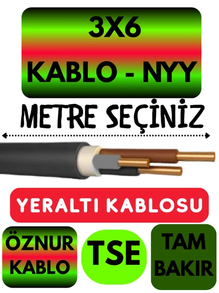 Öznur 3X6 NYY (Yeraltı Kablosu) Metre Seçenekli ürün görseli 1