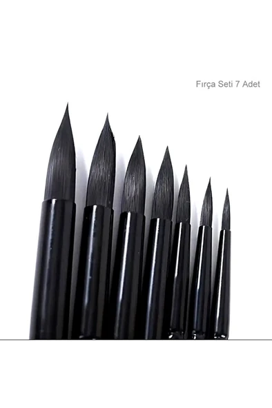 Fırça Seti, Tahrir Fırçası, Minyatür, Tezhip, Resim, Suluboya, Yağlı Boya, sincap kılı/sentetik-7'li Set ürün görseli 1