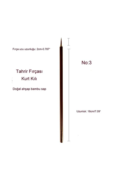 Tahrir fırçası kurt kılı No:3, çini, seramik, tezhip, minyatür, boyama, hobi işleri-1 adet ürün görseli 1