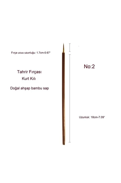 Tahrir fırçası kurt kılı No:2, çini, seramik, tezhip, minyatür, boyama, hobi işleri-1 adet ürün görseli 1