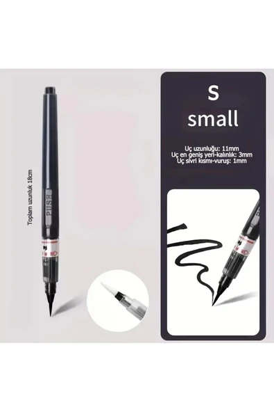 Brush pen, hazneli fırça uçlu kalem, çini, seramik, tahrir fırçası, tahrir kalemi, 1 Adet-S ürün görseli 1