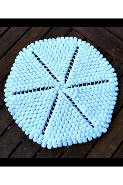 Banyo Lifi beyaz renk, duş bezi, el örgüsü, çeyizlik, altıgen çap:26cm ürün görseli 1