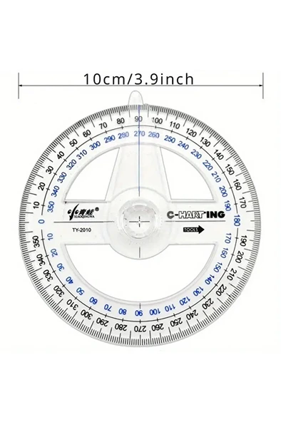 360° Protractor cetvel, Şeffaf Matematik, Geometri, Tasarım ve Sanat Projeleri için İdeal-1ad ürün görseli 1