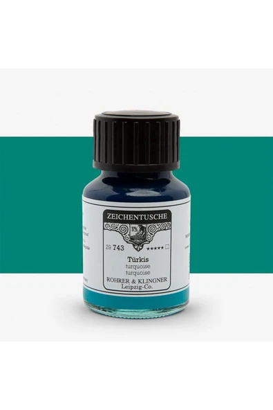 Rohrer&Klingner Kaligrafi mürekkebi Zeichentusche 29-airbrush-fırça-divit-50ml-743-turquoise ürün görseli 1