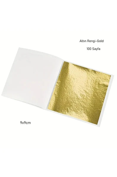 Altın yaprak, yaprak altın, varak altın, gold tırnak süsü, dekoratif, epoksi reçine-9x9cm-100sayfa ürün görseli 1