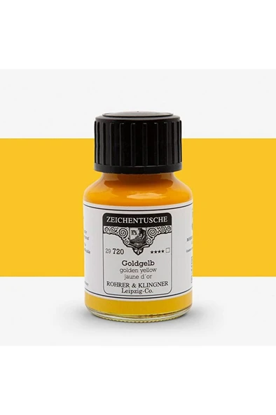 Rohrer&Klingner Kaligrafi mürekkebi Zeichentusche 29-airbrush-fırça-divit 50ml-720-golden yellow ürün görseli 1