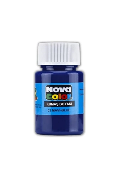 Kumaş boyası, canlı renkler, solmaz, tişört, çanta, tekstil boyası-Mavi Renk 30ml-1 Adet ürün görseli 1