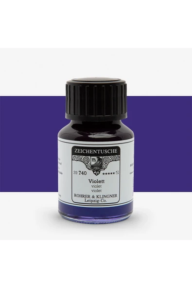 Rohrer&Klingner Kaligrafi mürekkebi Zeichentusche 29-airbrush-fırça-divit-sulu boya 50ml-740-violet ürün görseli 1
