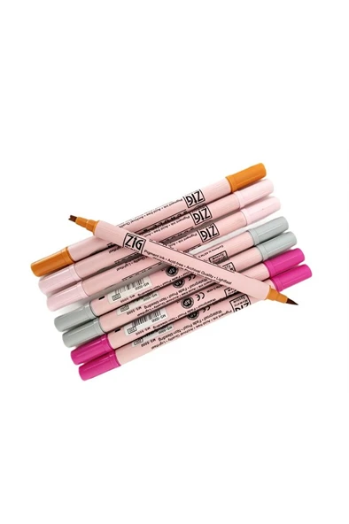 Zig Scroll & Brush Çift Çizgi Ve Fırça Uçlu Kaligrafi Kalemi, davetiye kalemi-8 Adet ürün görseli 1