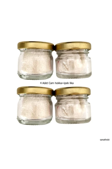 ipek Likalı Cam Hokka Sarı Kapak, Hat Sanatı Kaliigrafi, Minyatür Tezhip Hokka-28ml-4 Adet ürün görseli 1