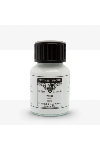Rohrer&Klingner Kaligrafi mürekkebi Zeichentusche 29-airbrush-fırça-divit-sulu boya 50ml-710-white ürün görseli 1