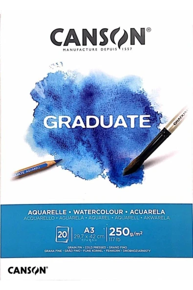 Sulu Boya Defteri, Sulu Boya Bloğu Graduate 20 Yaprak A3 250 gram ürün görseli 1