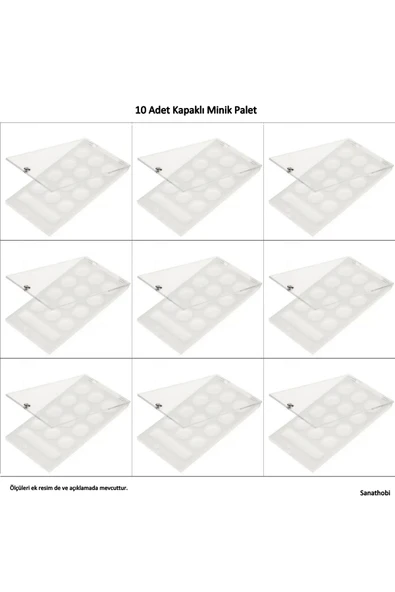 Kapaklı Minik Palet, piknik palet, saklama Kutusu, 13 bölmeli 12x7cm-10 Adet ürün görseli 1