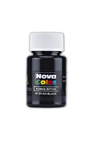 Siyah Kumaş Boyası Tişört Çanta Tekstil Boyası 30 ml 1 Adet Nova Color Kumaş Boyası Siyah 1 Adet ürün görseli 1