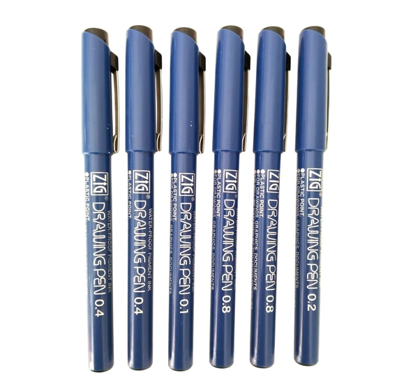 Zig Drawing Pen Çizim Kalem seti-Set 6 Kalem - Resim 2