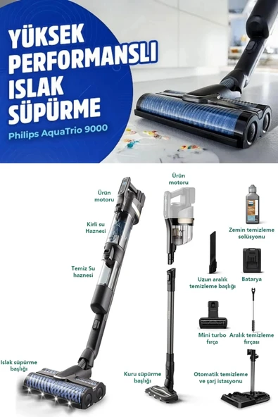 Philips Aqua Elite Plus 3in1 Silme/süpürme/emme Fonksiyonlu Yeni Nesil Dikey Şarjlı Süpürge ürün görseli 1