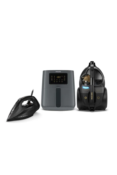 Philips Çeyiz Seti ( Xb9145/07 Toz Torbasız Süpürge, Dst7511/80 Buharlı Ütü, Hd9255/60 Airfryer ) ürün görseli 1