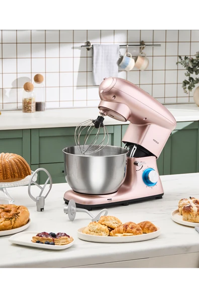 Karaca Multichef Stand Mikser Rose Gold Kıyma Ve Hamur Yoğurma Makinesi 1400w 5,5 Lt ürün görseli 1