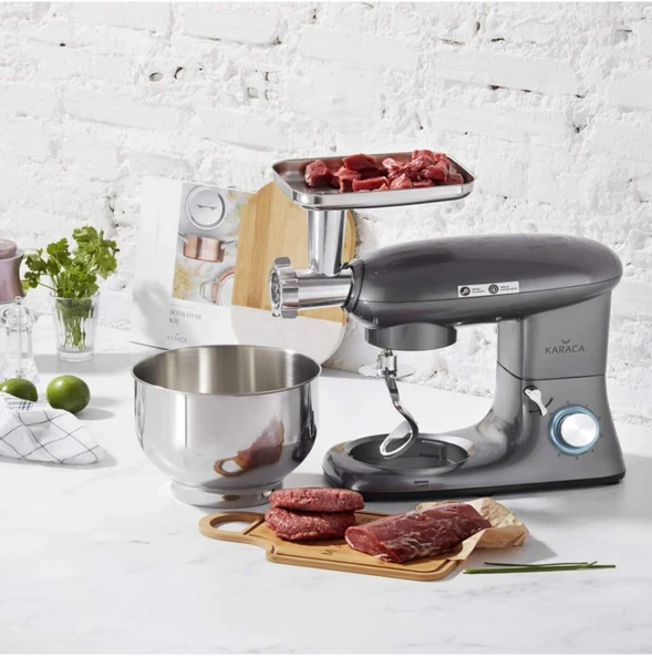 Karaca Multichef Stand Mikser Antrasit Premium Kıyma Ve Hamur Yoğurma Makinesi 1900w 5,5 Lt ürün görseli 1