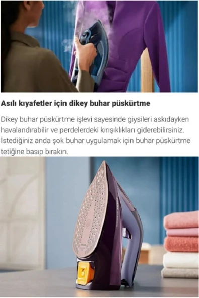 Philips Isınma OptimalTEMP Azur 8000 Seri buharlı Ütü - Resim 5